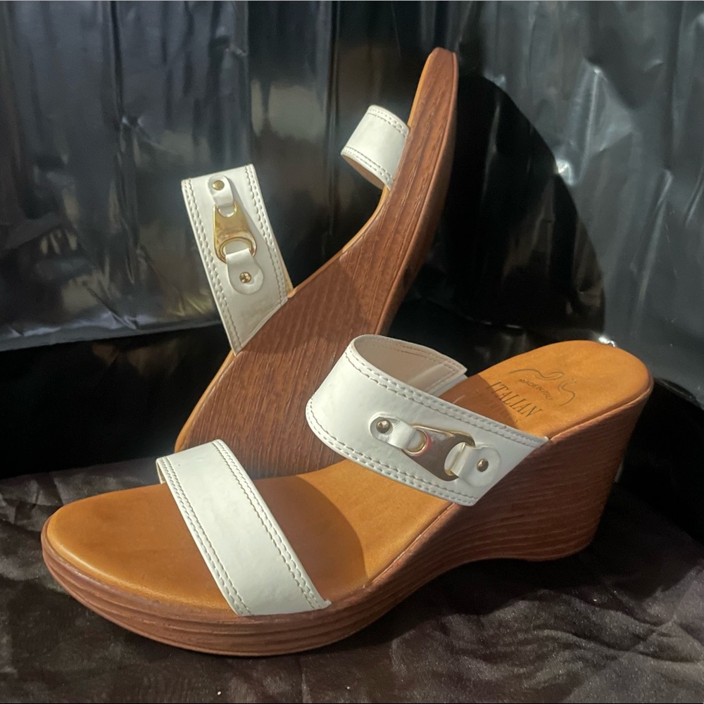 Cute white wedge heels
